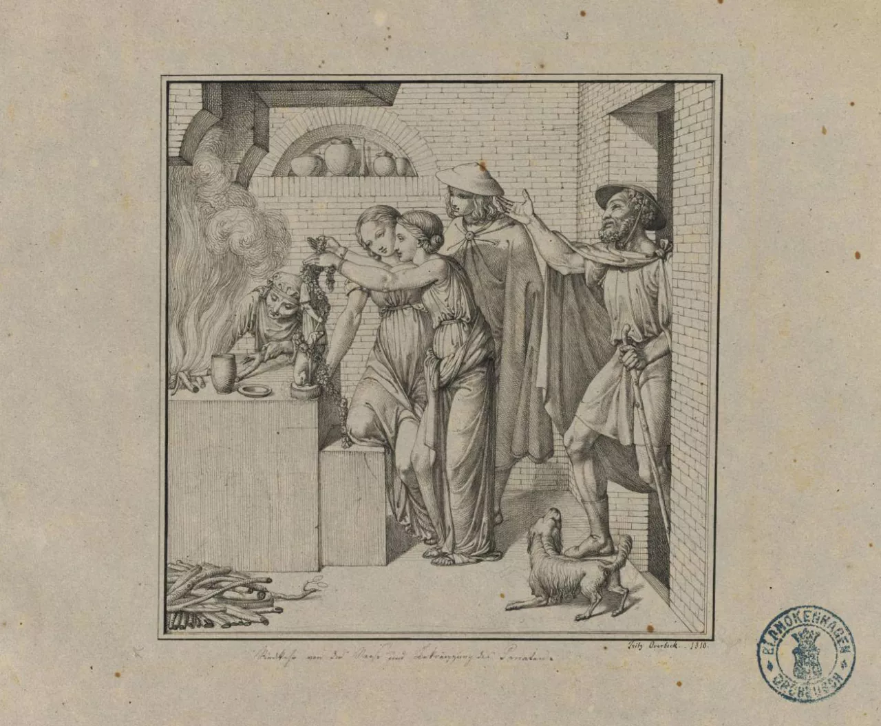 3. Dessin de Johann Friedrich Overbeck dans l'{Album amicorum} de Wilhelm von Blanckenhagen, 1810