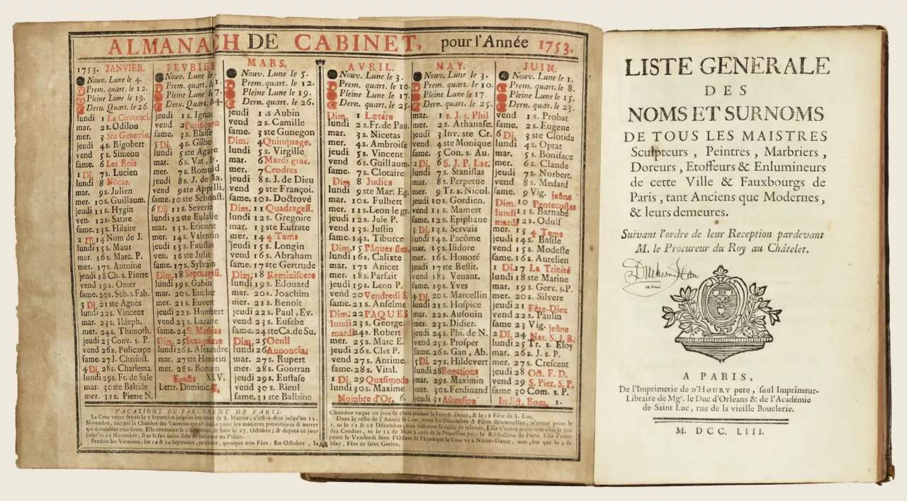 2. Page de titre et almanach de la {Liste} […], Paris, D'Houry père, 1753