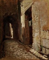Alexandre Decamps (Paris 1803 – 1860 Fontainebleau), {Vue d'une rue, probablement au nord de l'Afrique}
