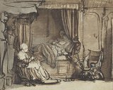 1. Rembrandt Harmensz van Rijn (Leiden 1606 – 1669 Amsterdam), {Interior with Saskia in Bed}