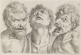 2. Odoardo Fialetti (Bologne 1573 – 1638 Venise), {Three Grimacing Men}, from {Tutte le parti del corpo humano}, 1608