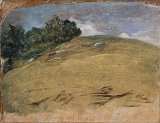 15. Léon Riesener (Paris 1808 – 1878 Paris), {Paysage de colline avec arbres}