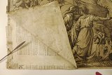 Décollage d'une gravure sur bois en clair-obscur d'Andrea Andreani, {Le passage de la Mer Rouge,} 1589