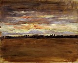 16. Léon Riesener, attribué à (Paris 1808 – 1878 Paris), {Étude de ciel au soleil couchant}