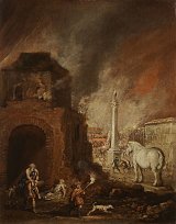 5. Esaias van de Velde (Amsterdam 1587 – 1630 La Haye), {Énée, Anchise et Ascagne fuyant Troie en flammes}, 1626