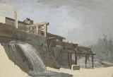Anonyme français, fin du XVIIIe siècle ou début du XIXe siècle, {Un barrage sur un ruisseau de montagne}