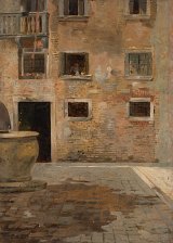 Monogrammiste C. h. (actif vers 1890), {Vue d'une place à Venise}, 1893