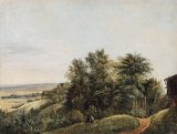 Alexandre Pau de Saint-Martin (Mortagne-au-Perche 1751 – 1820 Paris), {Paysage en France avec au premier plan un chemin et un personnage}