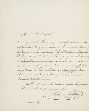 1. Letter by Hippolyte Flandrin to « Monsieur le Directeur » (non identified), dated 18 April 1855