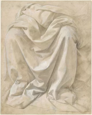 1. Lorenzo di Credi, {Étude de draperie pour une figure assise}, vers 1480-1485