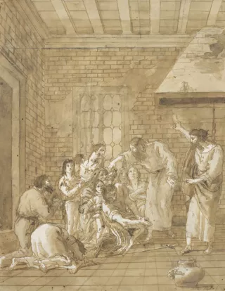 2. Giovanni Domenico Tiepolo (Venise 1727 – 1804 Venise), {Paul et Silas baptisant le gardien de prison et sa famille}