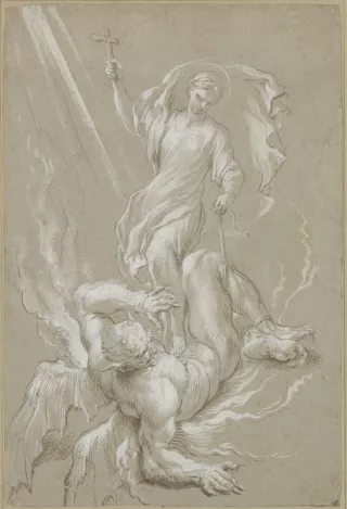 6. Gregorio de Ferrari ? (Porto Maurizio (Imperia) 1644/1647 – 1726 Gênes), {La Foi terrassant Satan}