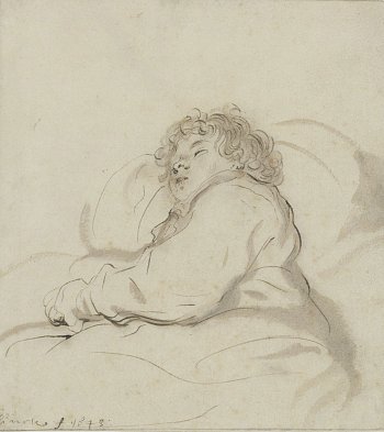 Govert Flinck (Cleves 1615 – 1660 Amsterdam), {Sleeping child},1643