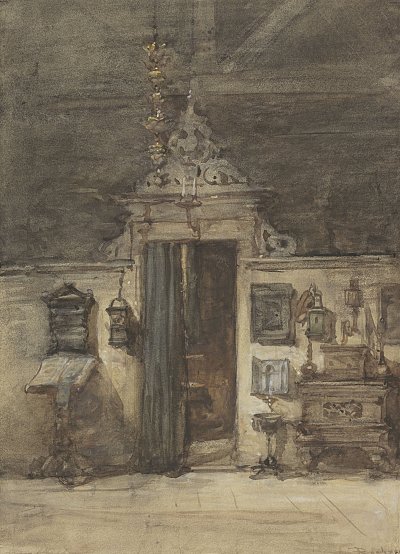 2. Johannes Bosboom (La Haye 1817 – 1891 La Haye), {L'Atelier de l'artiste à La Haye}, vers 1881