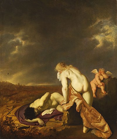 11. Reynier van der Laeck (La Haye 1615/1620 – 1647/1648 La Haye), {Vénus et l'Amour pleurant la mort d'Adonis}, 1641