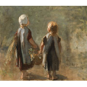 Jozef Israëls<br><i>Two girls holding a basket</i>
