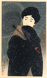 Itō Shinsui, {Snowy night}, from {Twelve forms of new beauties}, 1923