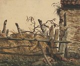 Simon Andreas Krausz (The Hague 1760 – 1825 The Hague), {A Small Derelict Barn with a Thatched Roof, near a House}