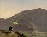 Jules Coignet (Paris 1798 – 1860 Paris), {Vue de Bozen avec un peintre}, 1837