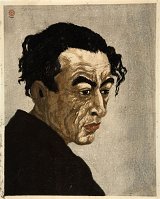 Onchi Kōshirō, {Portrait of Hagiwara Sakutarō} (author of {The Iceland}), 1943 (second edition 1949)