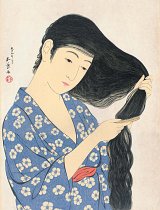 Hashiguchi Goyō, {Woman combing her hair}, 1920