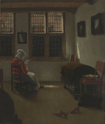 Pieter Janssens, called Elinga (1623 – 1682), {Reading Woman}, c. 1665-70